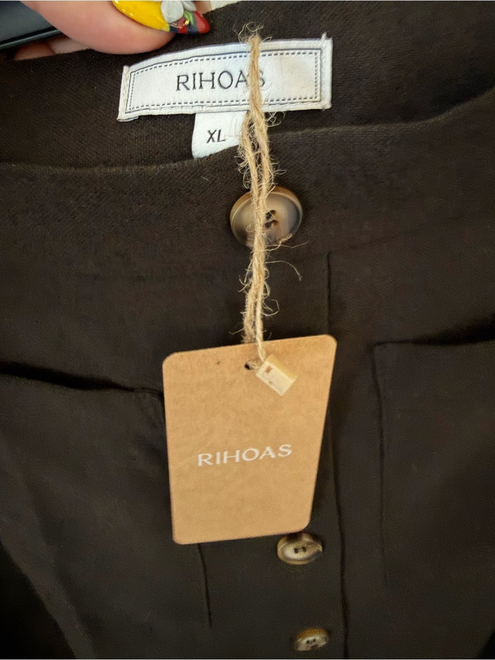 RIHOAS Brown High-Waisted A-Line Button-Down Skirt - Picture 5 of 6